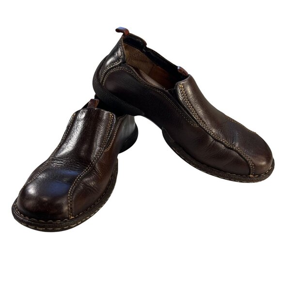 Born Womens Slip On Brown Leather Shoes Loafers Size 6 M EU 36.5 Stitching - Picture 10 of 12